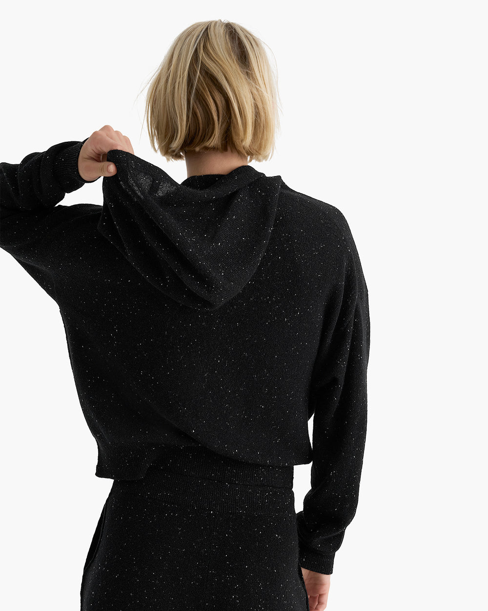 Donegal Cashmere Zip-Up Hoodie - Black