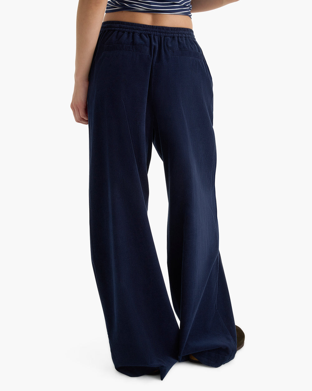 Wide Leg Corduroy Pull On Pant - Midnight