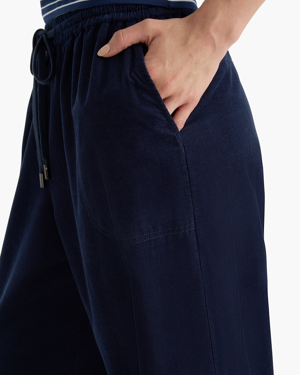Wide Leg Corduroy Pull On Pant - Midnight