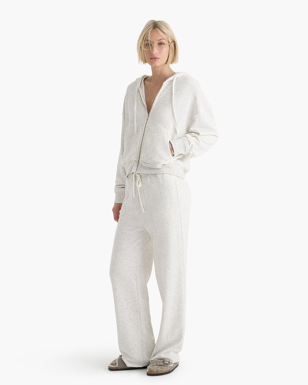 Donegal French Terry Drawstring Straight Leg Pant - Chalk