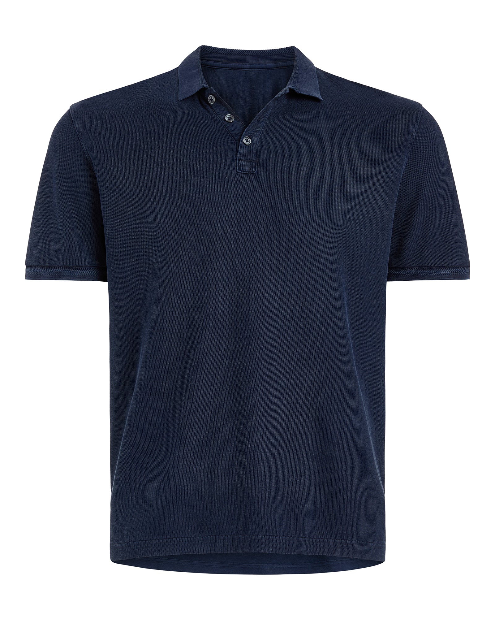 Pique with Sun Bleach Short Sleeve Polo - Dark Navy
