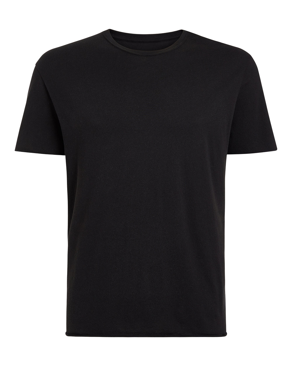 Vintage Jersey Cut Off Short Sleeve Crew Neck Tee - Black