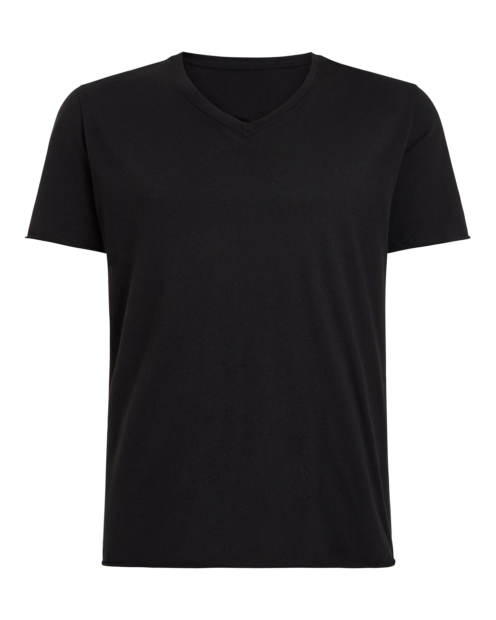 Vintage Jersey Cut Off V-Neck Tee - Black