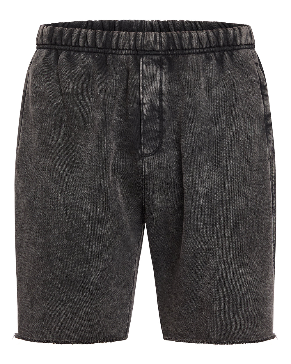 French Terry with Pigment Wash Cut Off Shorts - Black