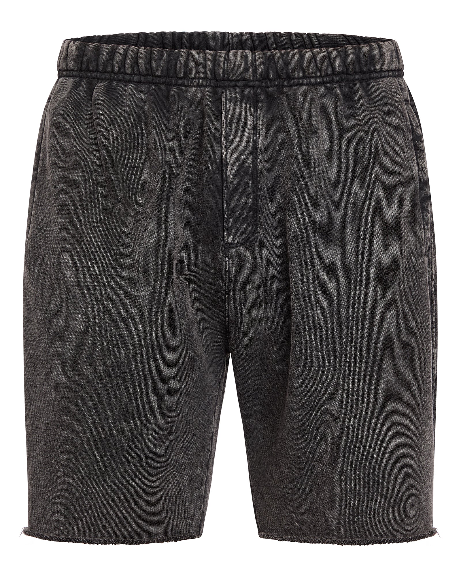 French Terry with Pigment Wash Cut Off Shorts - Black