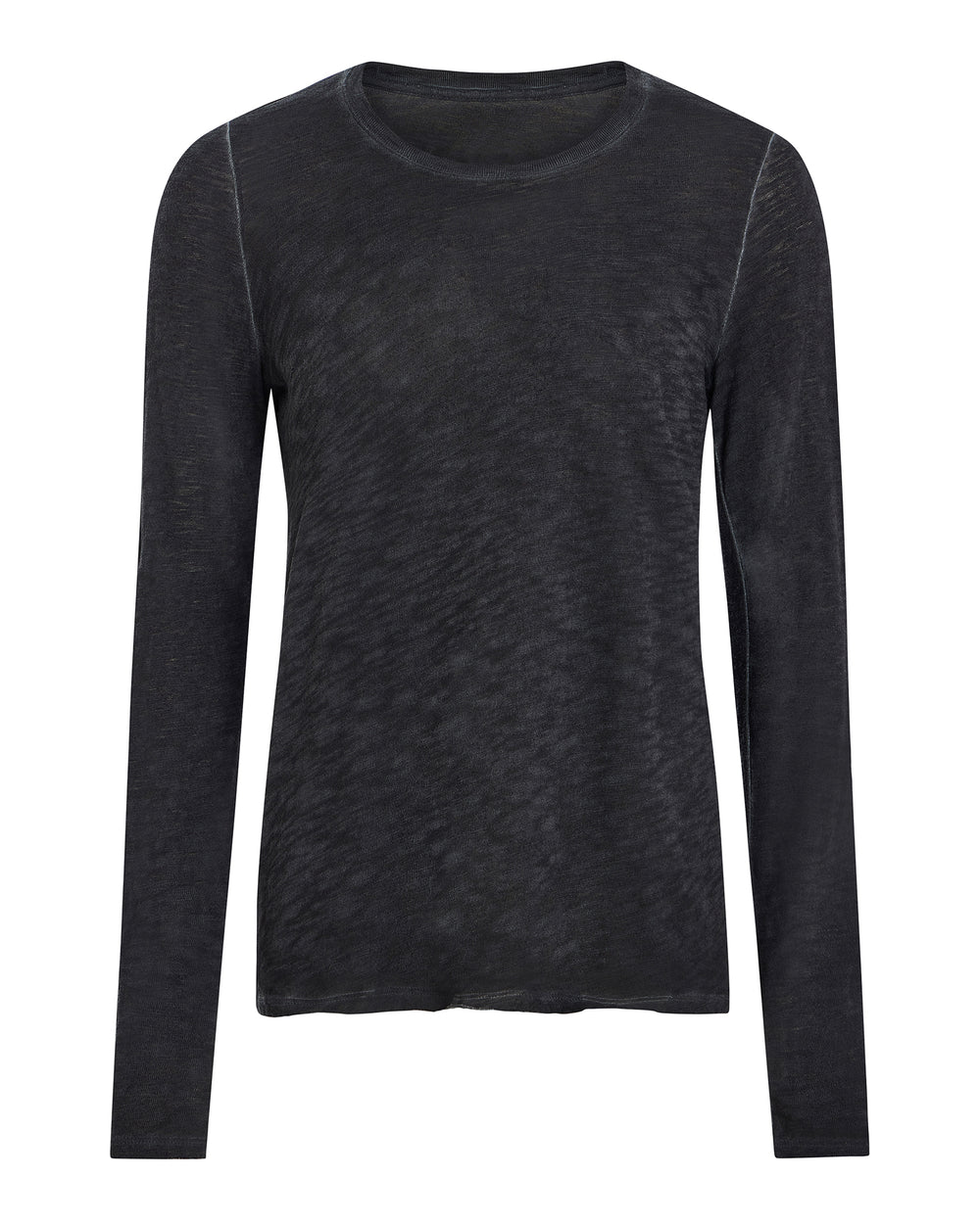 Sublime Wash Slub Jersey Long Sleeve Destroyed Crew - Black