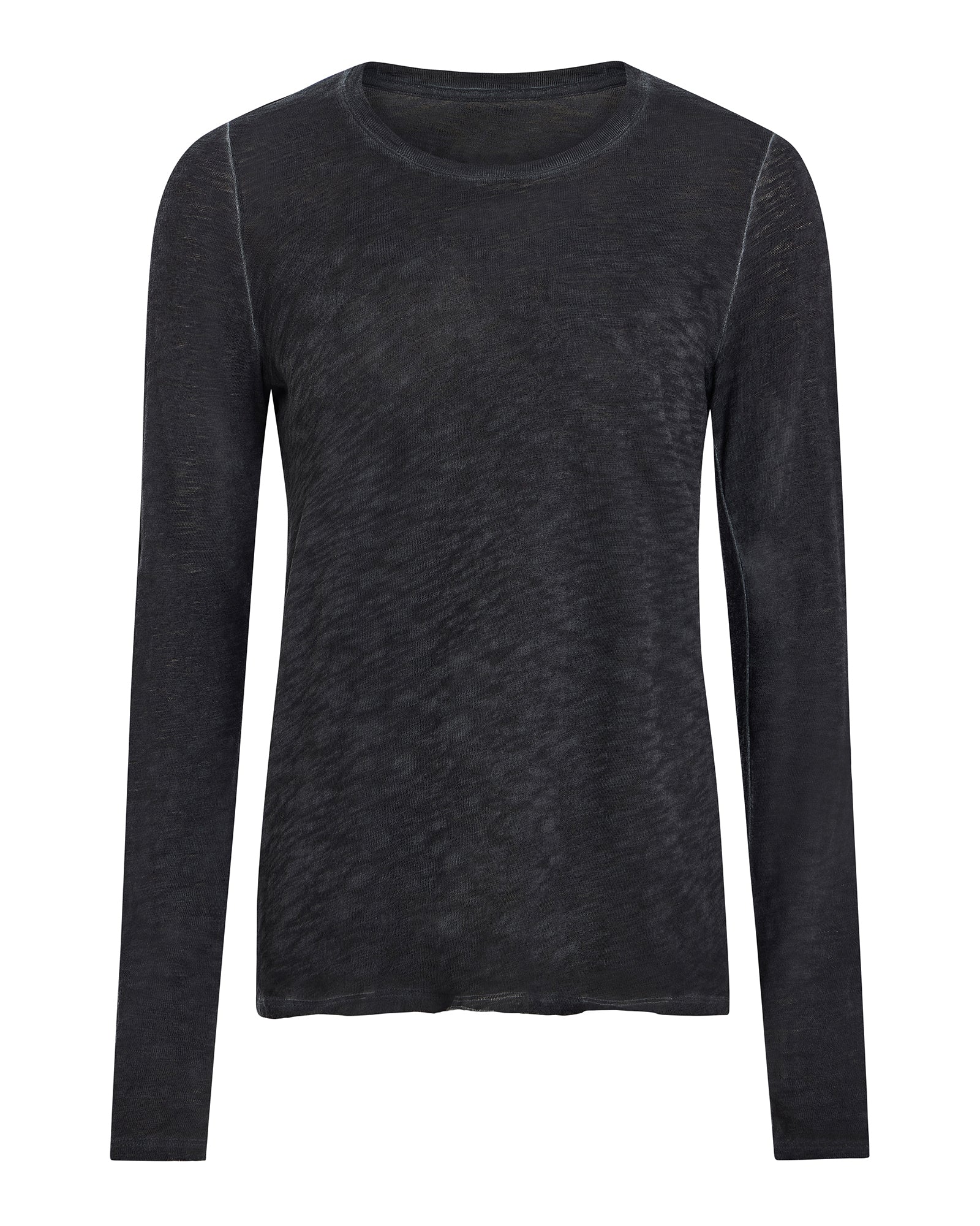 Sublime Wash Slub Jersey Long Sleeve Destroyed Crew - Black