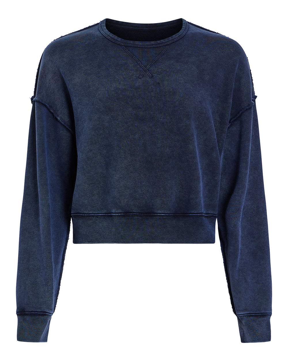 French Terry Pigment Wash Crew Neck Sweatshirt - Dark Navy