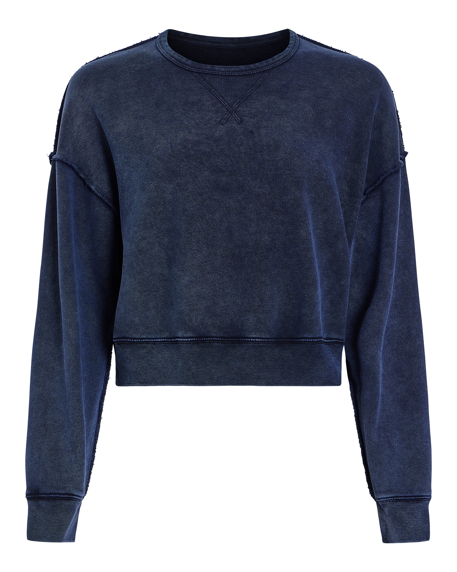 French Terry Pigment Wash Crew Neck Sweatshirt - Dark Navy