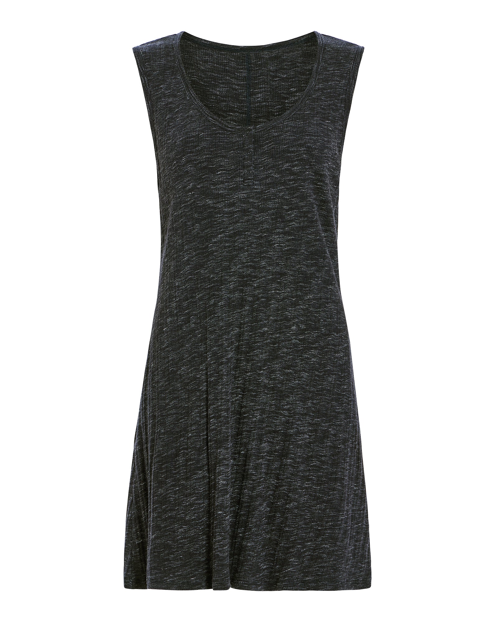 Rib Sleeveless Sweetheart Henley Dress - Dark Navy