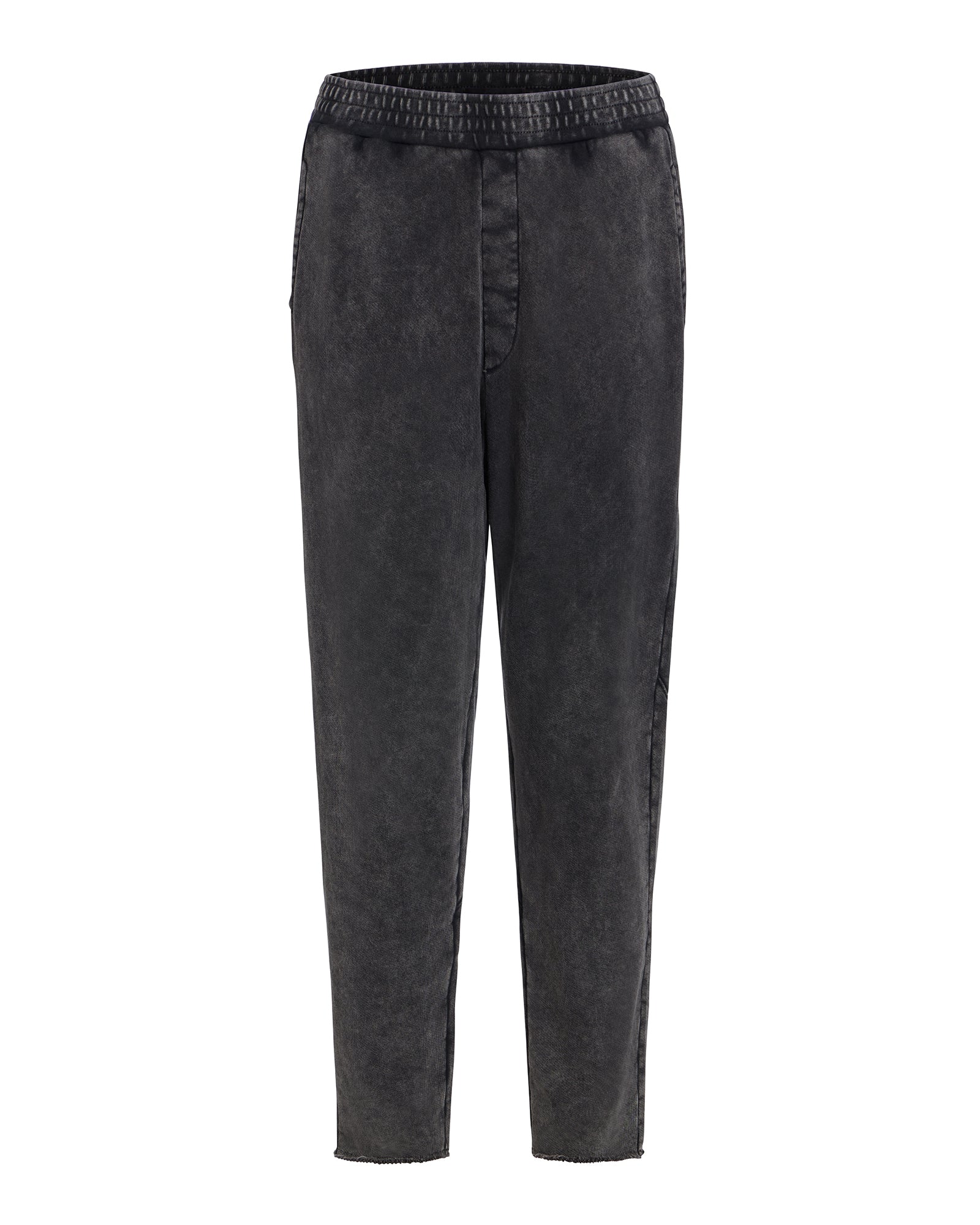 French Terry Pigment Wash Cut-Off Sweatpants - Black