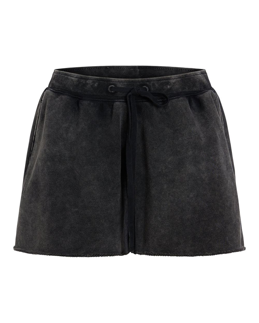 French Terry Pigment Wash Pull-On Shorts - Black