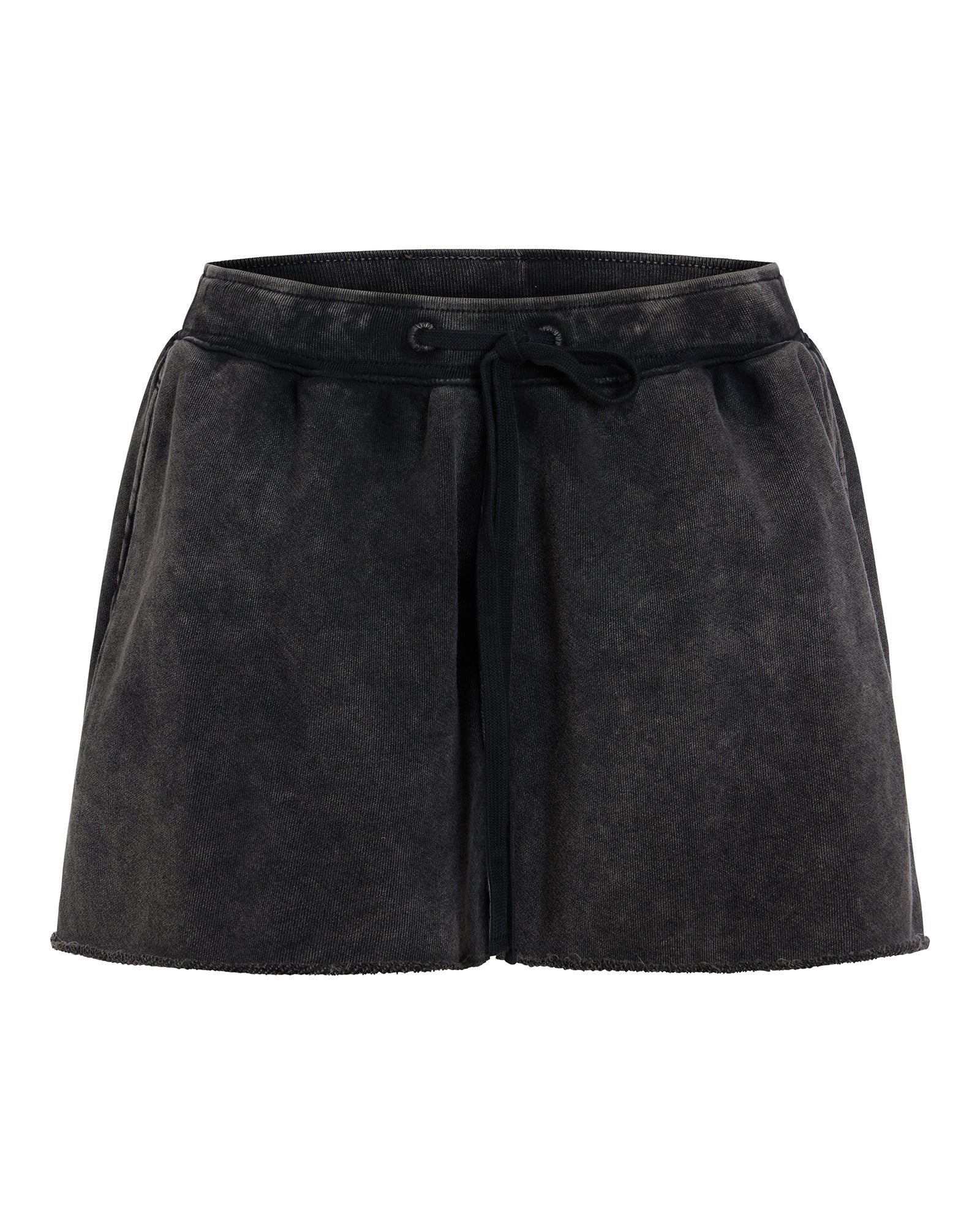 French Terry Pigment Wash Pull-On Shorts - Black