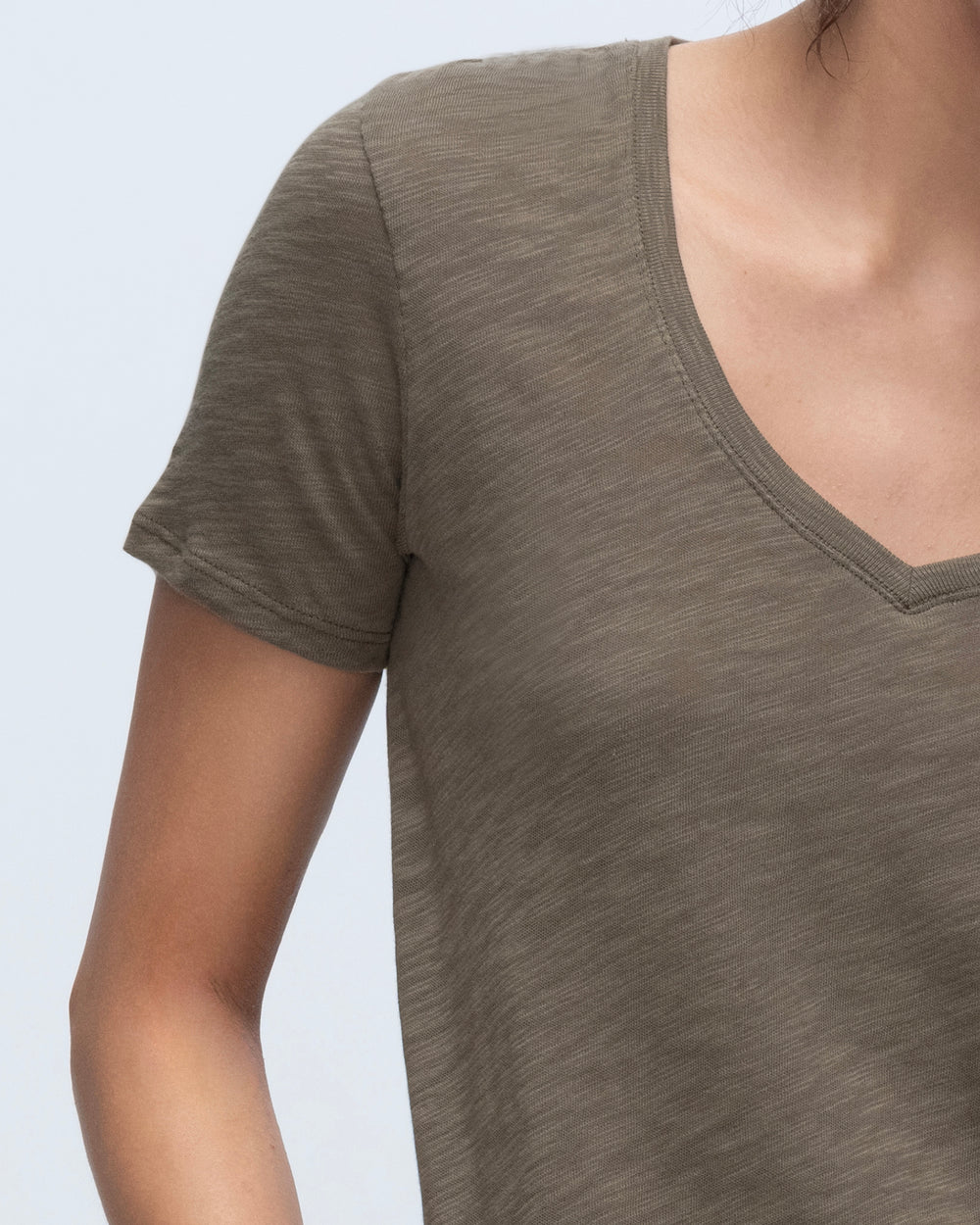 Slub Jersey Classic V-Neck Tee - Army