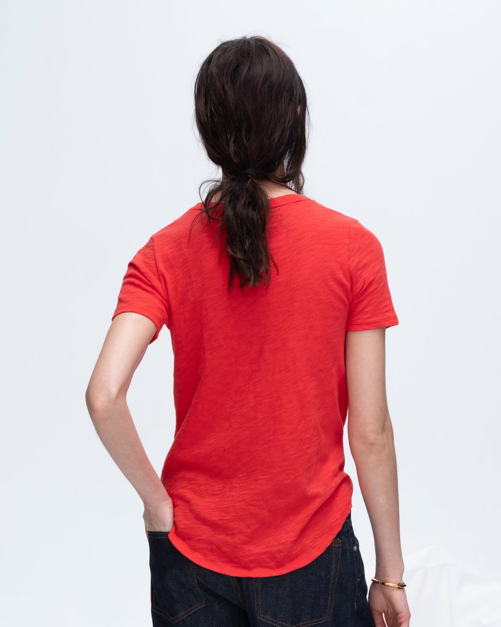 Slub Jersey Classic Short Sleeve V-Neck Tee - Cardinal Red