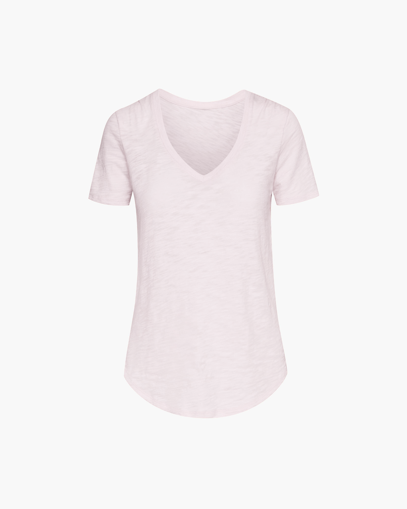 Slub Jersey Classic Short Sleeve V-Neck Tee - Pink Camelia