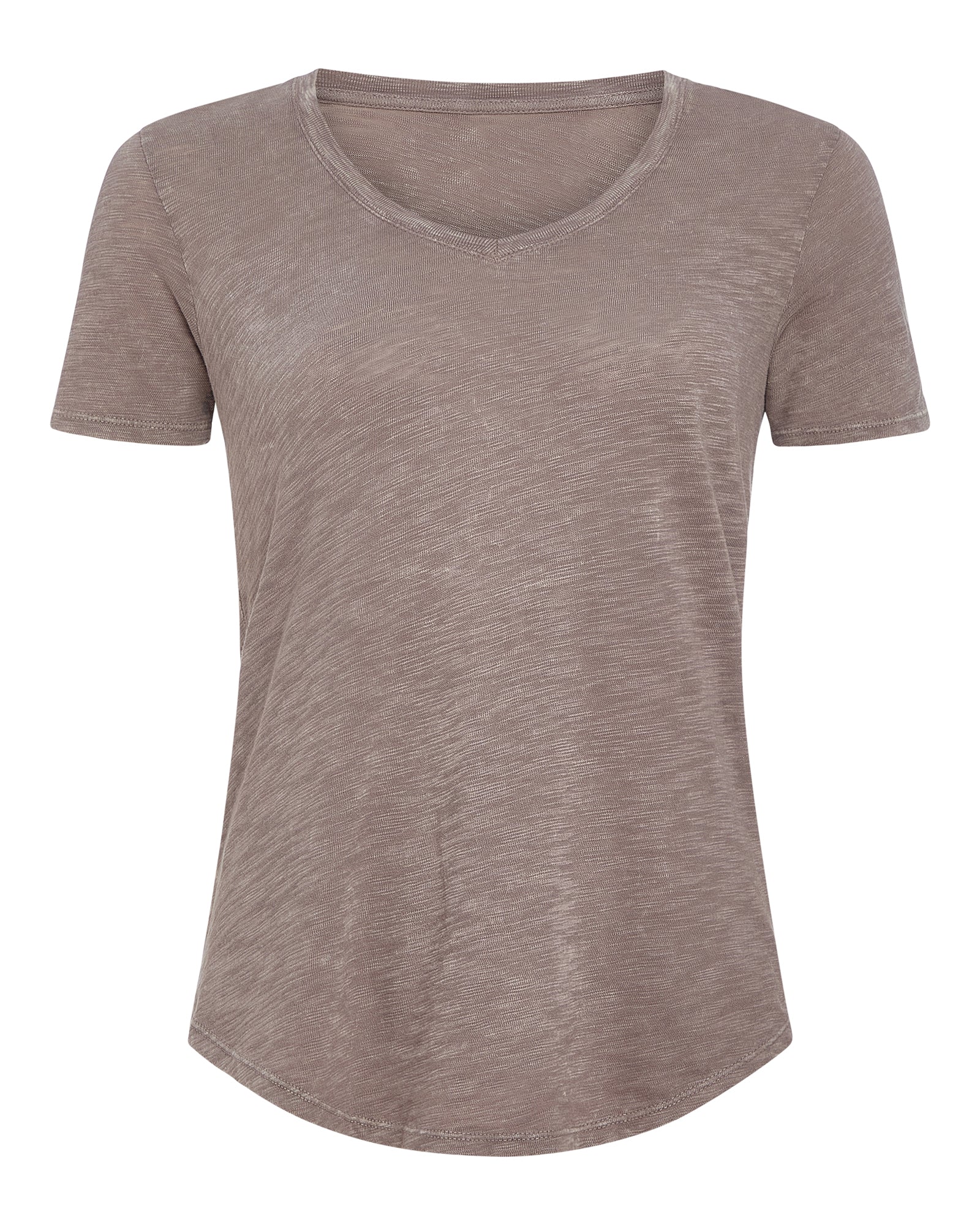 Slub Jersey Chroma Wash V-Neck Tee - Faded Mocha