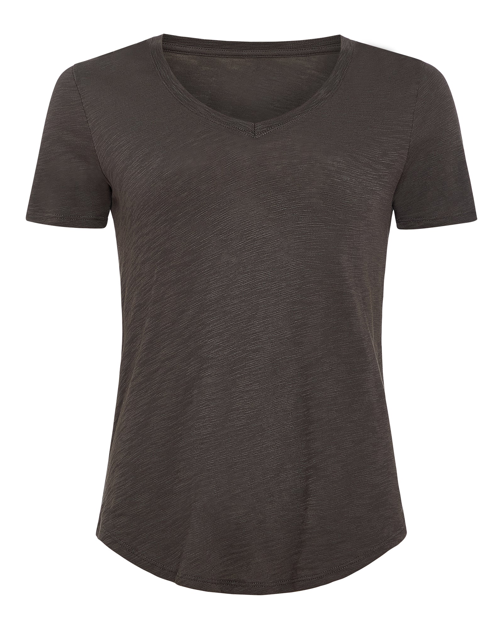 Slub Jersey Chroma Wash V-Neck Tee - Coal