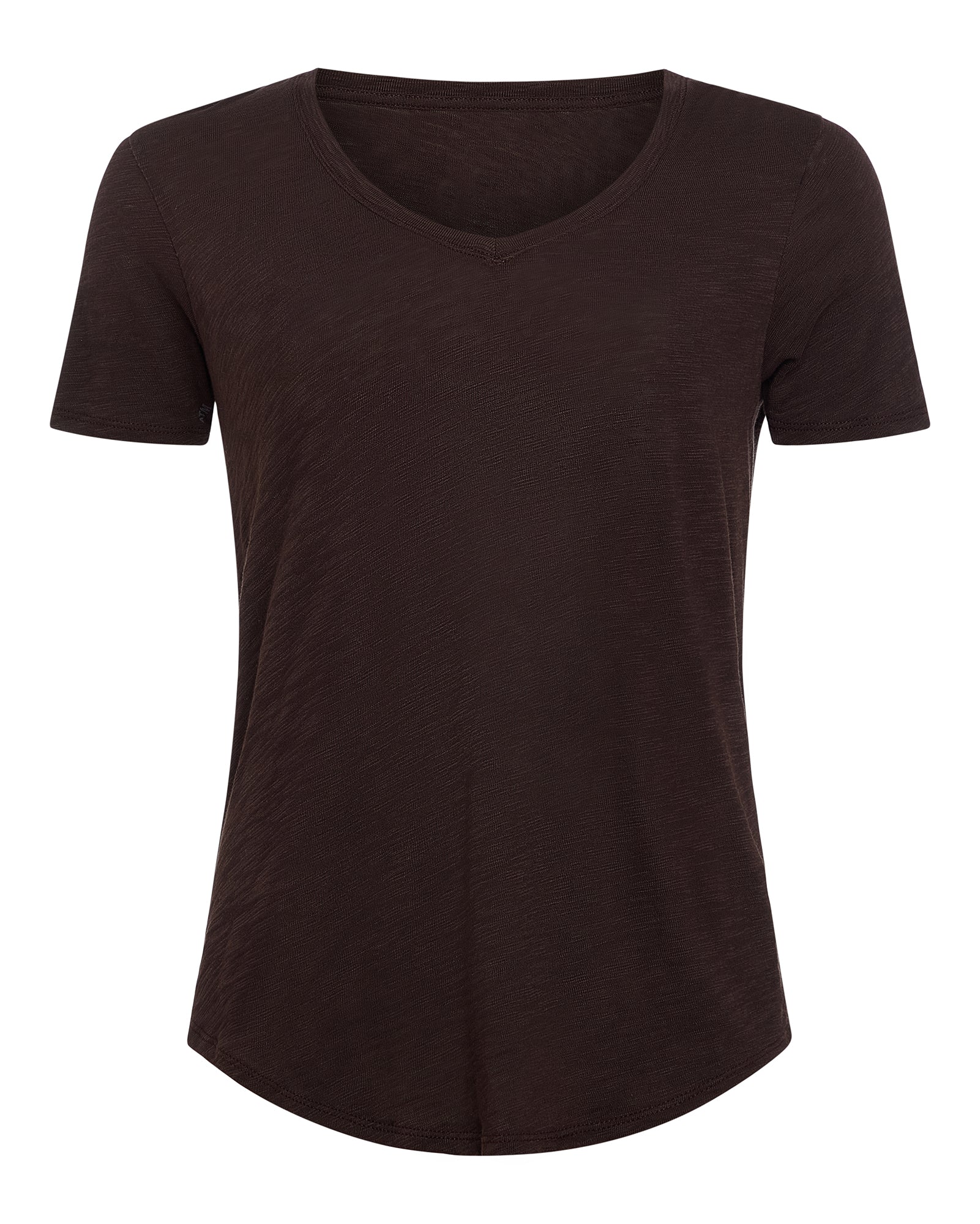 Slub Jersey Classic V-Neck Tee - Dark Chocolate