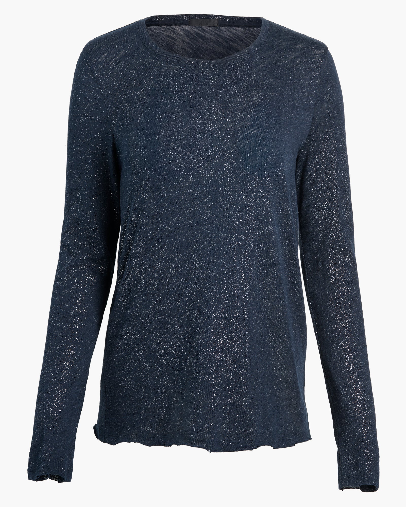 Slub Jersey Long Sleeve Destroyed Wash Tee - Obsidian Silver