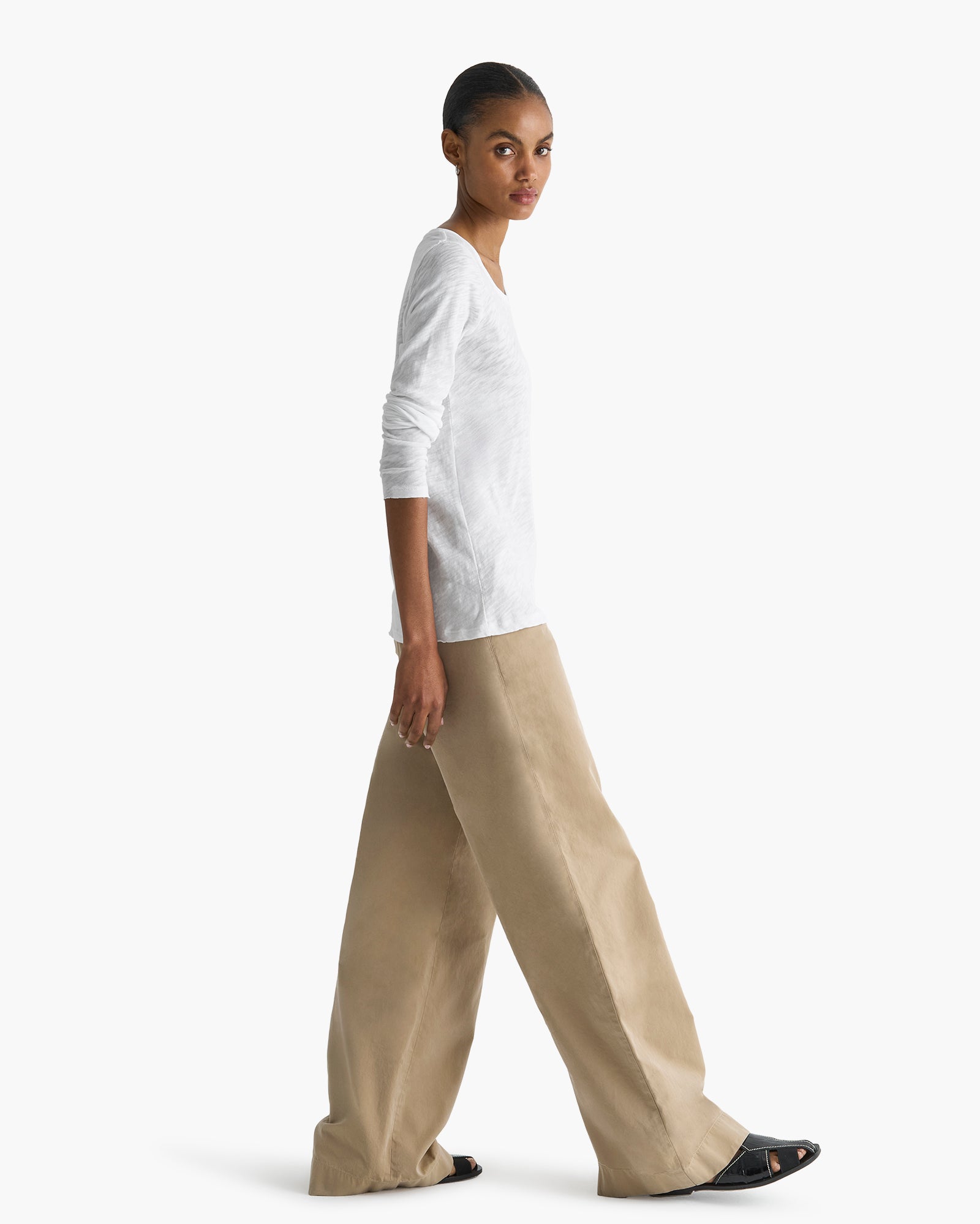 Slub Jersey Long Sleeve Destroyed Wash Tee - White – ATM Anthony