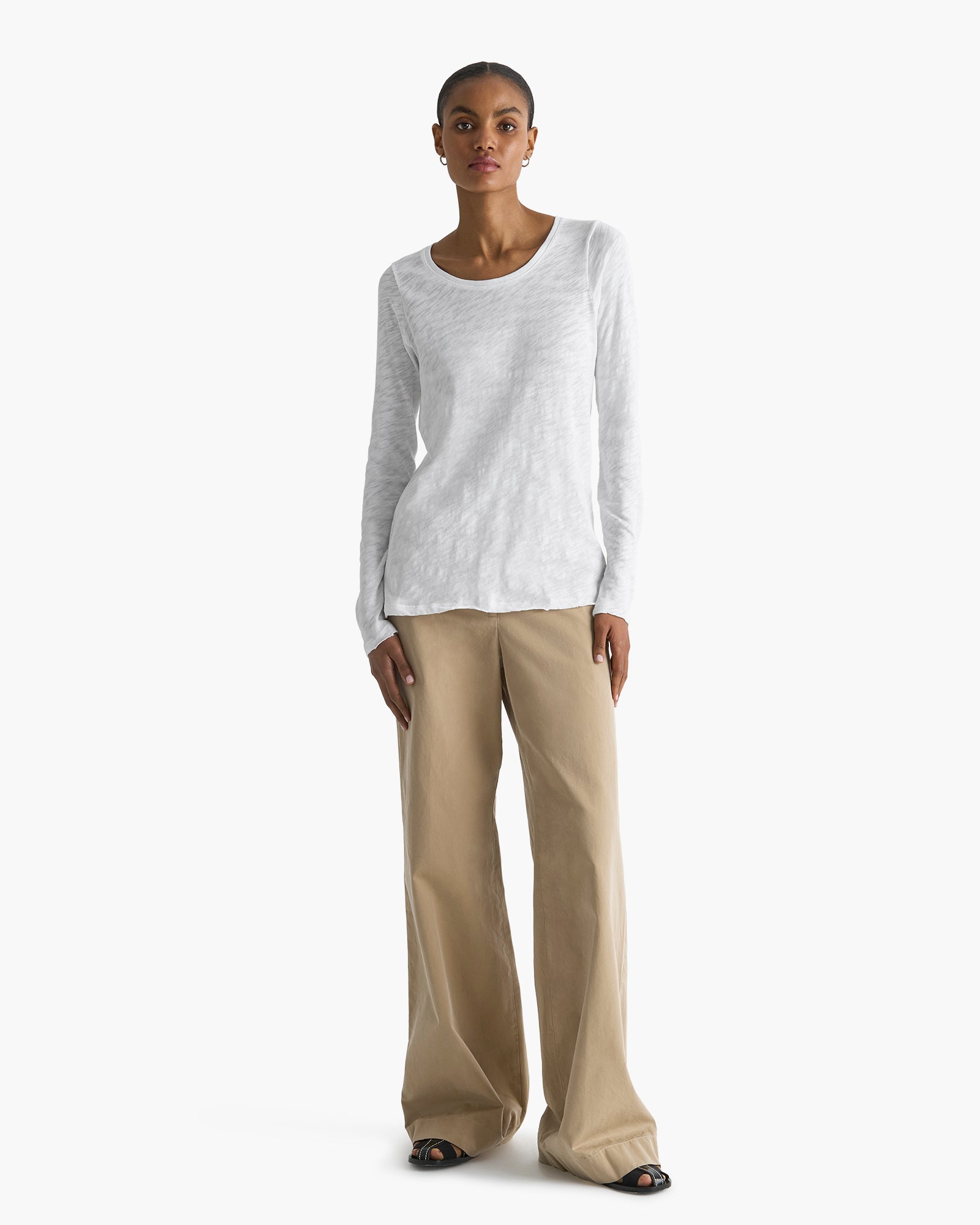 Slub Jersey Long Sleeve Destroyed Wash Tee - White – ATM Anthony