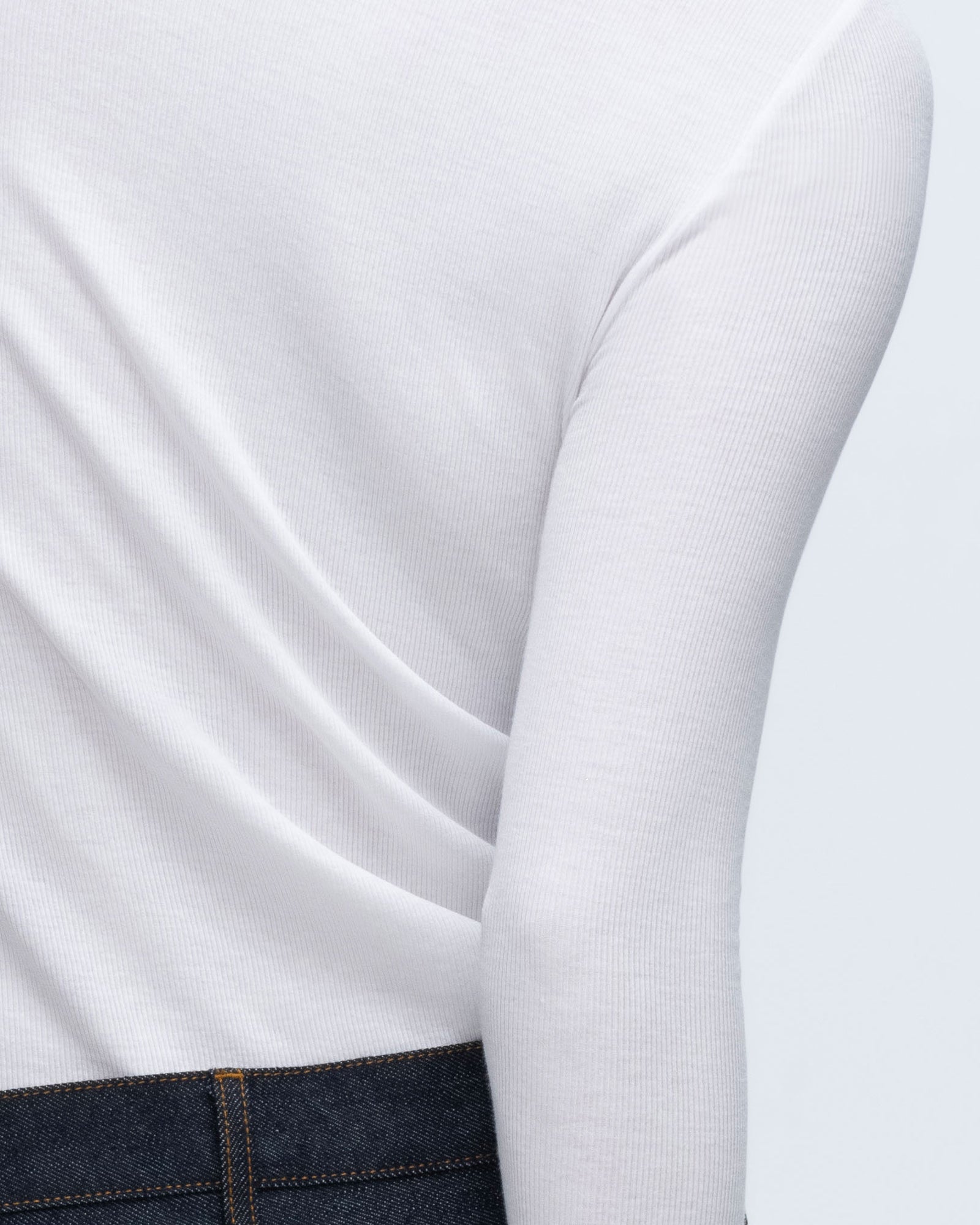 Modal Rib Long Sleeve Crew - White