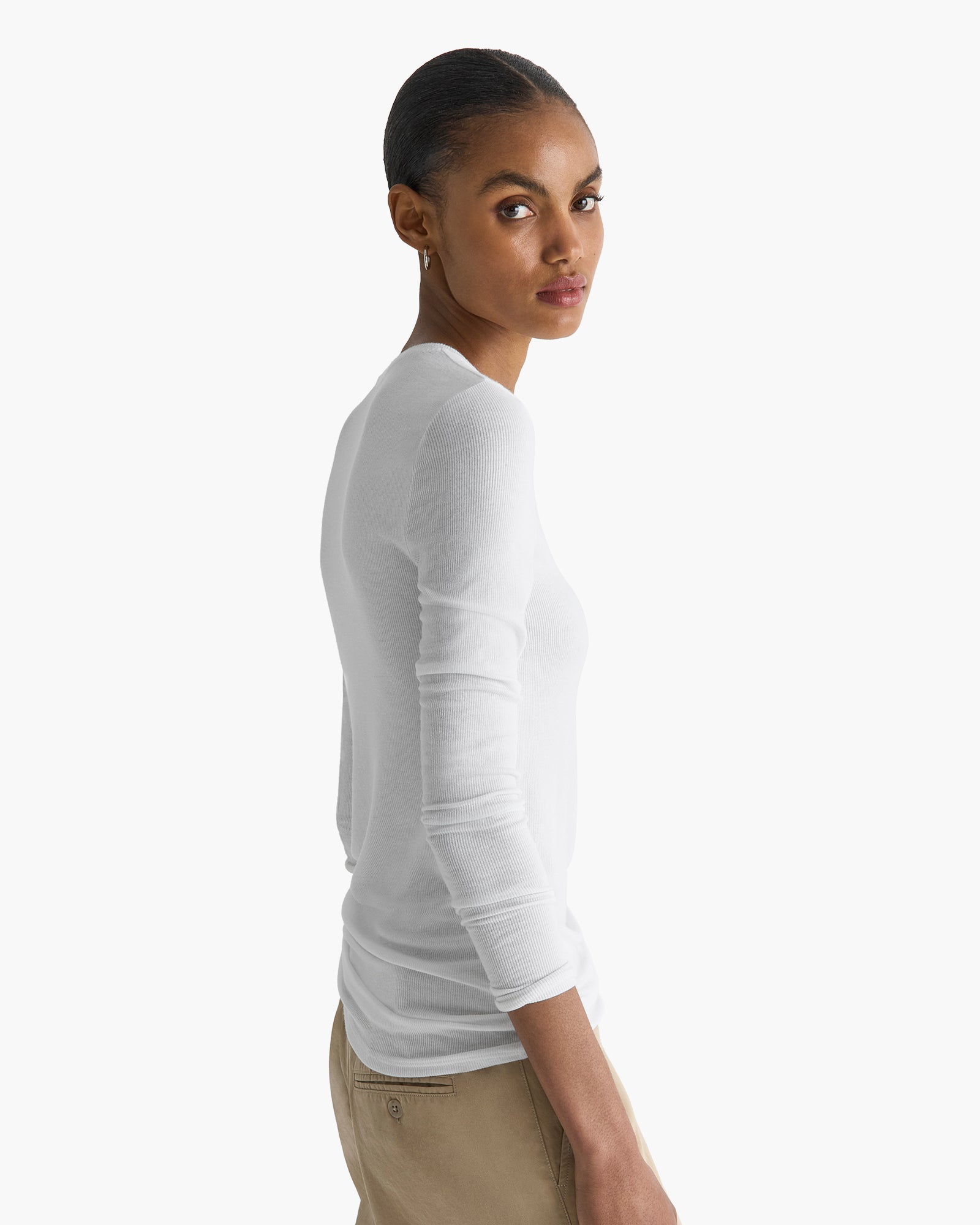 Modal Rib Long Sleeve Crew - White – ATM Anthony Thomas Melillo
