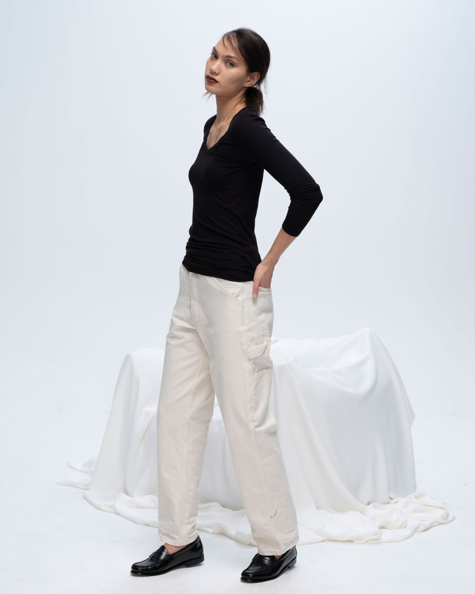ATM Anthony Thomas Melillo Women's Modal Rib Long Sleeve V