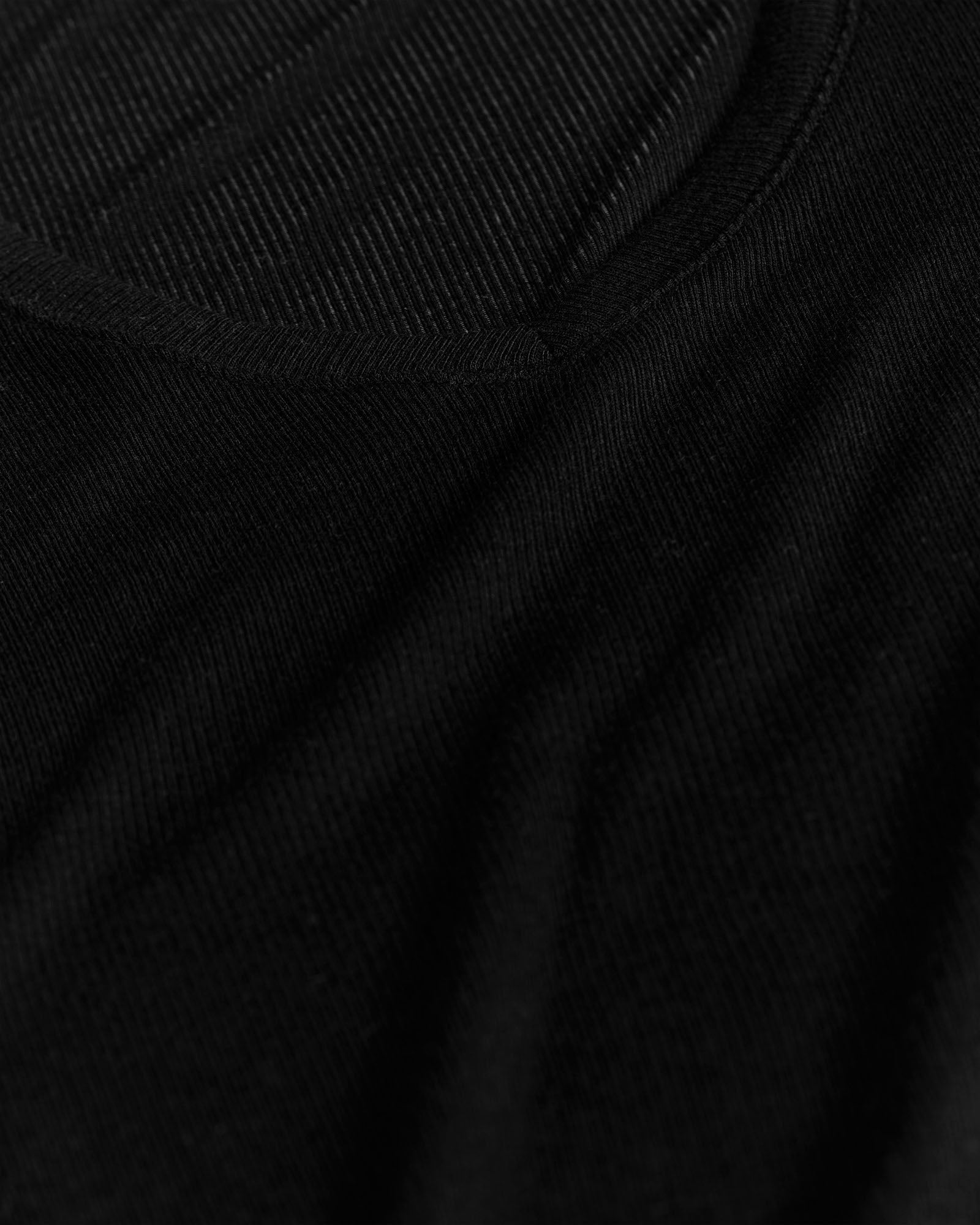 Modal Rib Long Sleeve V-Neck Tee - Black