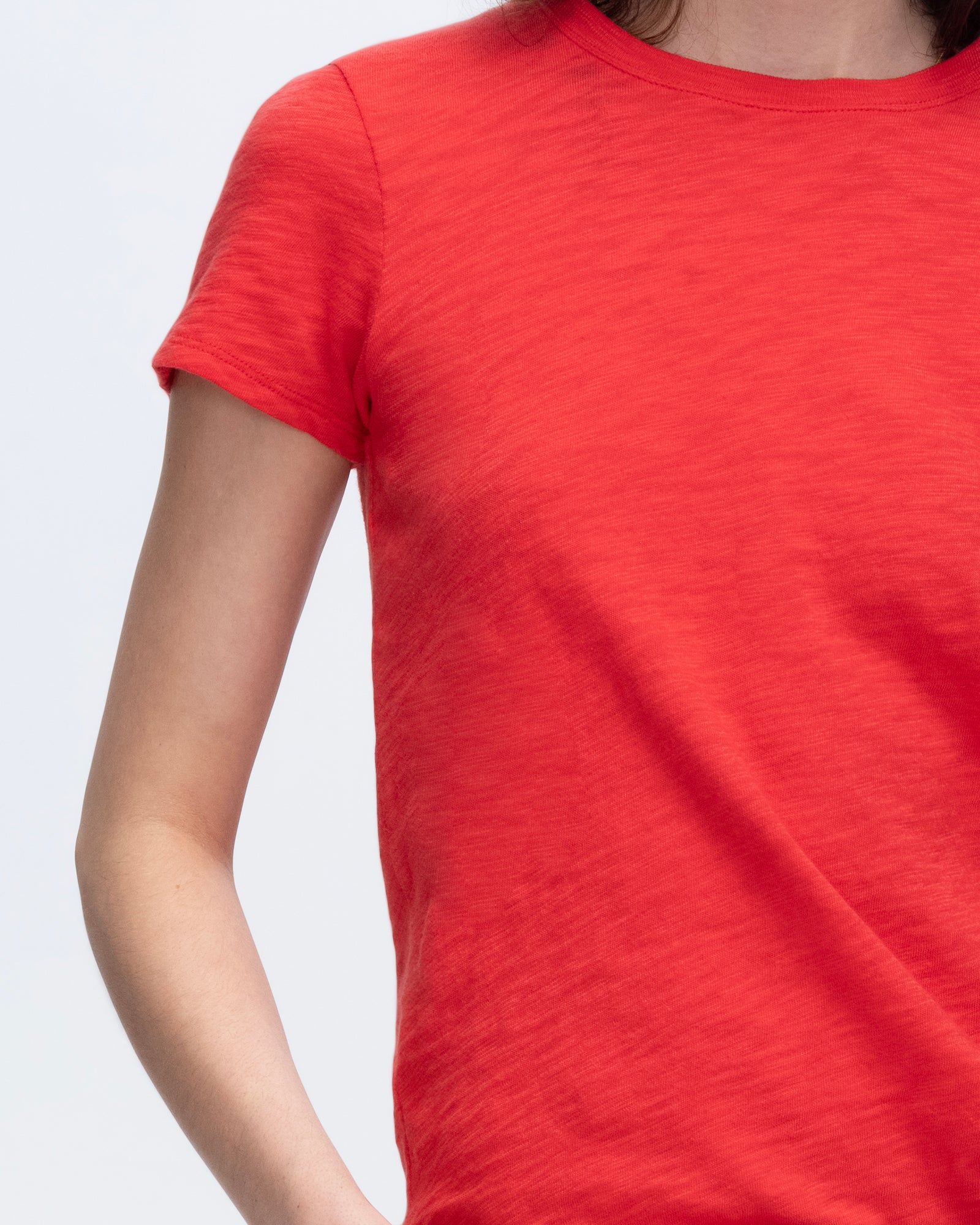 Slub Jersey Schoolboy Short Sleeve Crew Neck Tee - Cardinal Red
