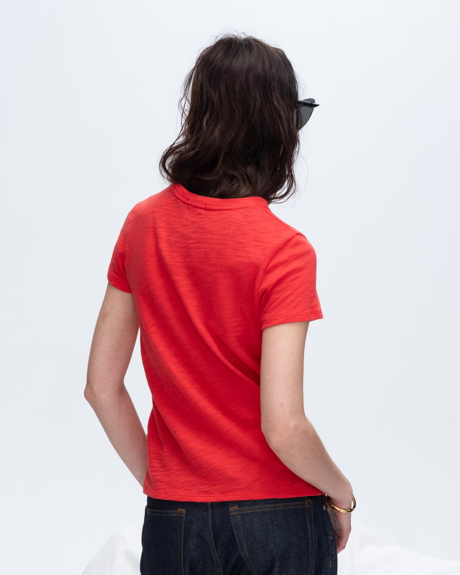 Slub Jersey Schoolboy Short Sleeve Crew Neck Tee - Cardinal Red