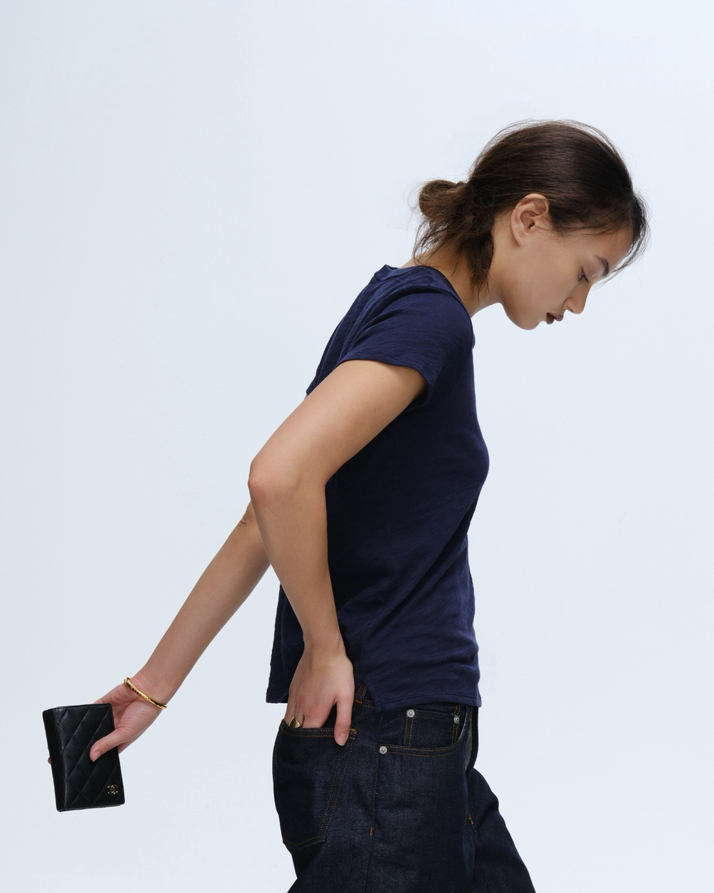 Slub Jersey Schoolboy Crew Neck Tee - Midnight