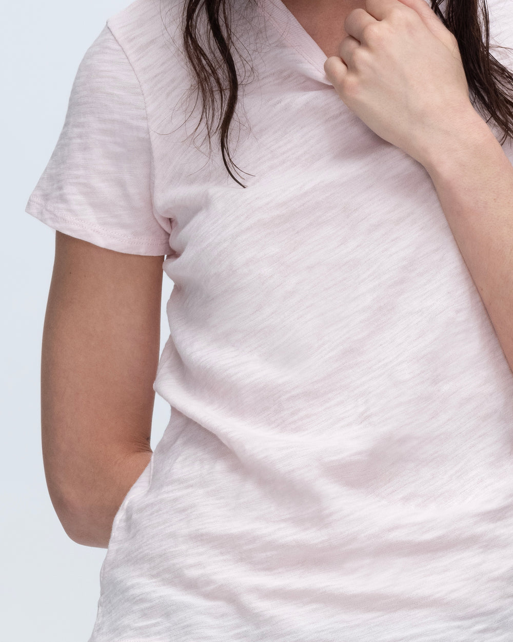 Slub Jersey Schoolboy Short Sleeve Crew Neck Tee - Pink Camelia