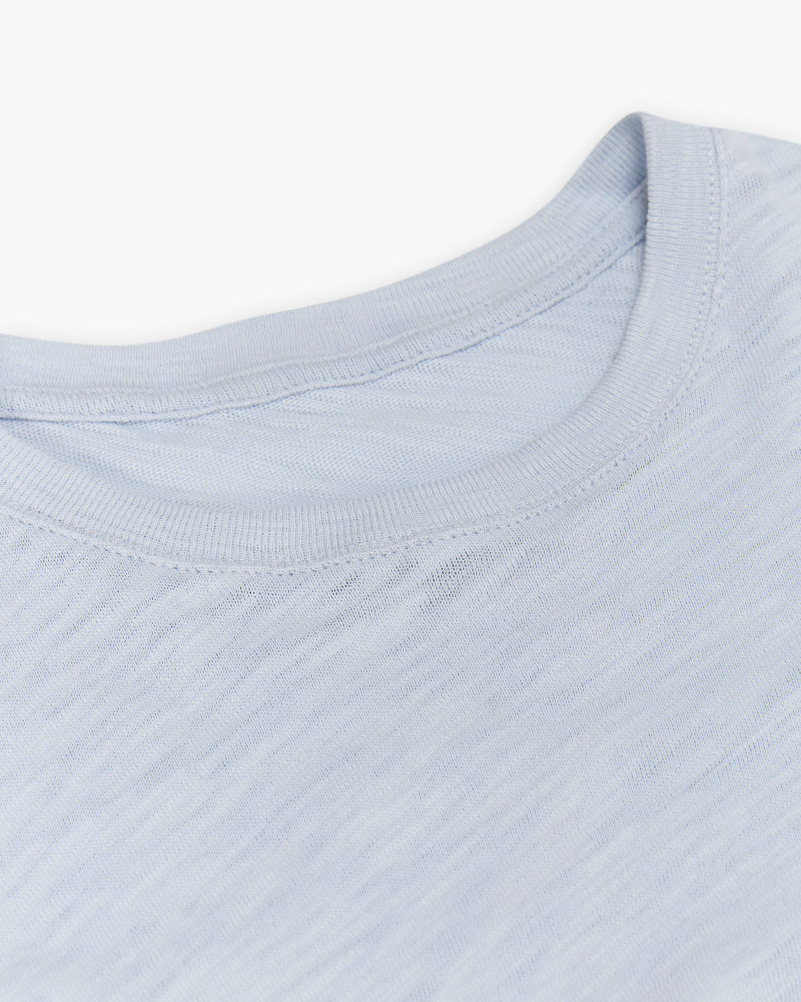 Slub Jersey Schoolboy Short Sleeve Crew Neck Tee - Powder Blue