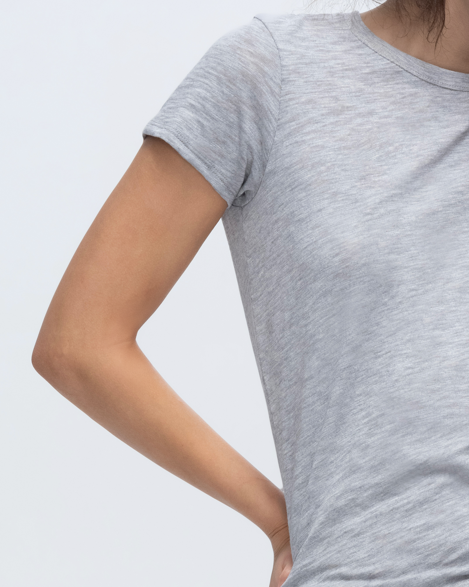 Slub Jersey Schoolboy Crew Neck Tee - Heather Grey