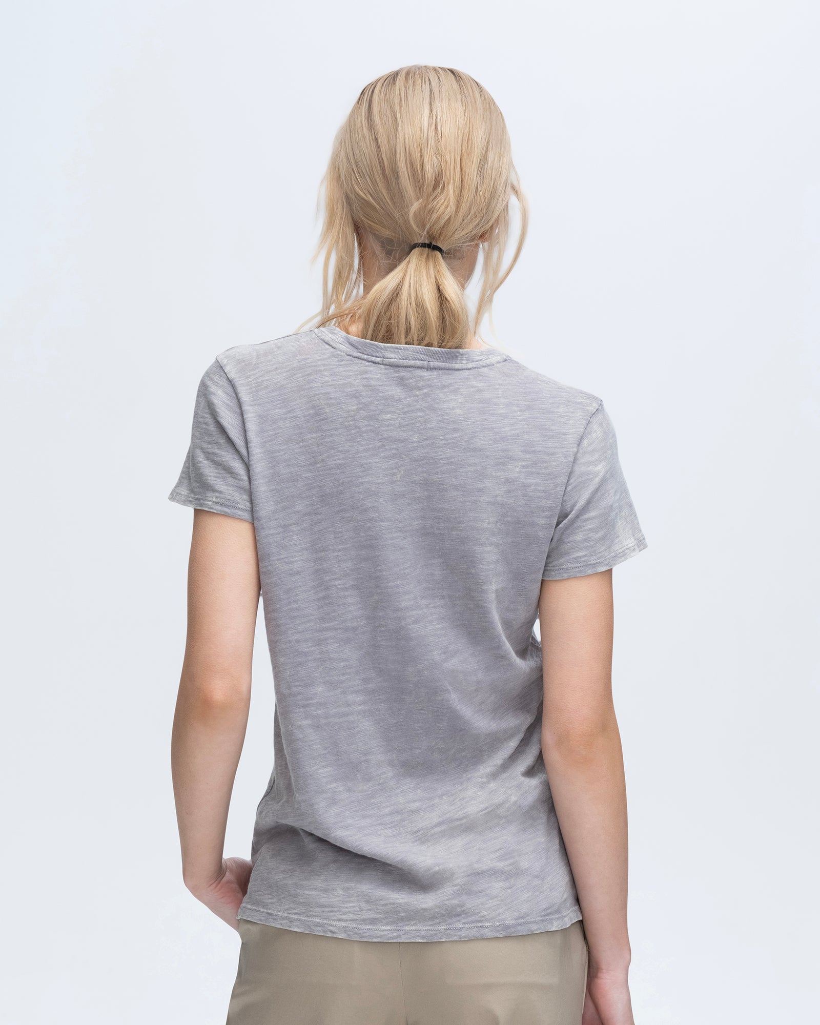 Slub Jersey Chroma Wash Schoolboy Short Sleeve Crew Neck Tee - Shark