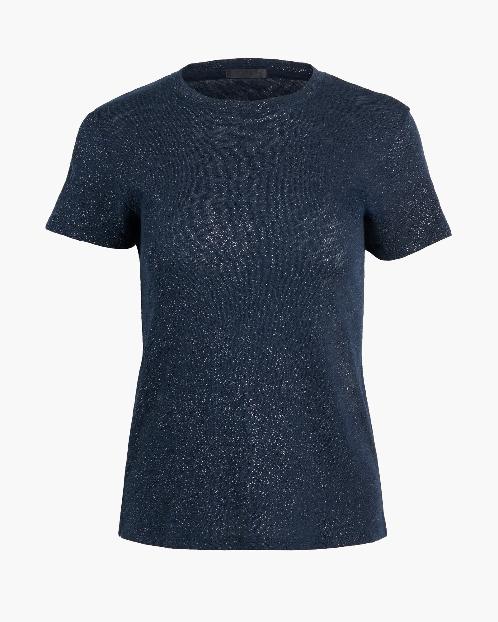 Sparkle Slub Jersey Schoolboy Crew Neck Tee - Obsidian Silver