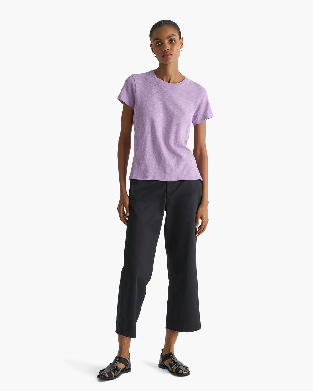 Slub Jersey Schoolboy Crew Neck Tee - Thistle