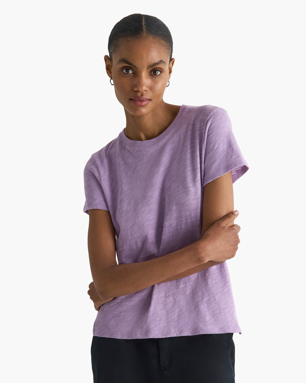 Slub Jersey Schoolboy Crew Neck Tee - Thistle
