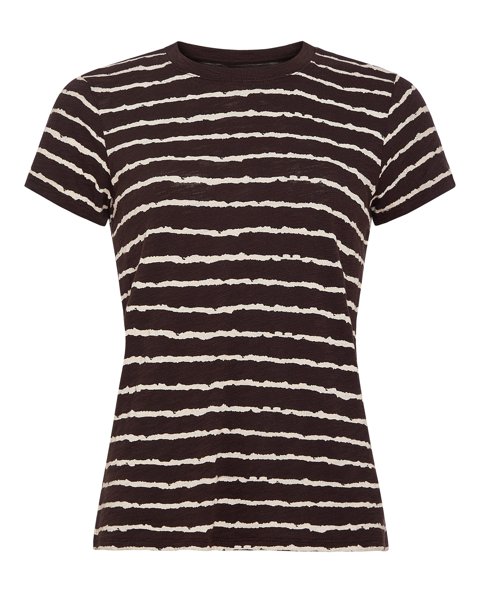 Slub Jersey Schoolboy Crew Neck Tee - Dark Chocolate Chalk