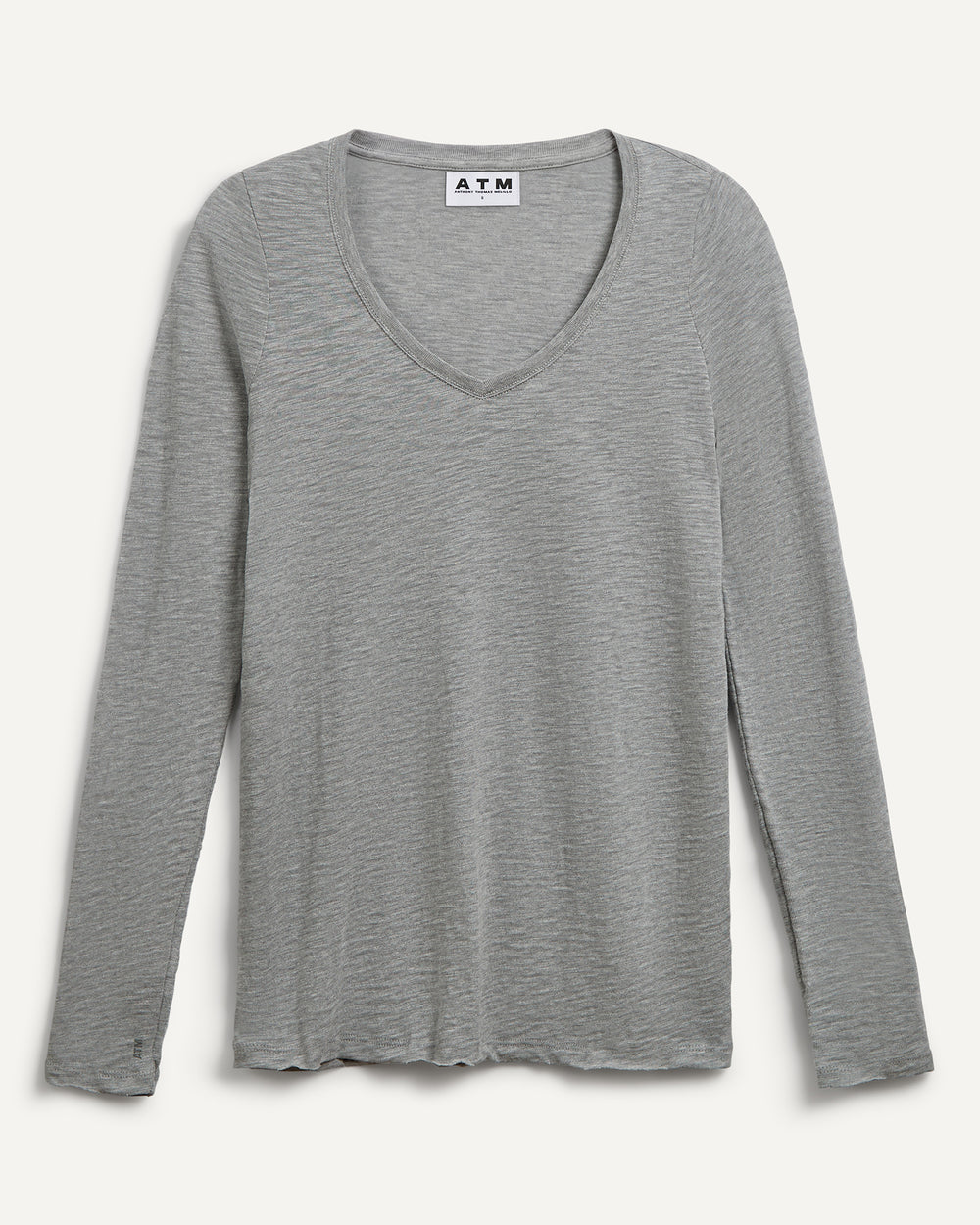 Slub Jersey Long Sleeve V-Neck Tee - Heather Grey