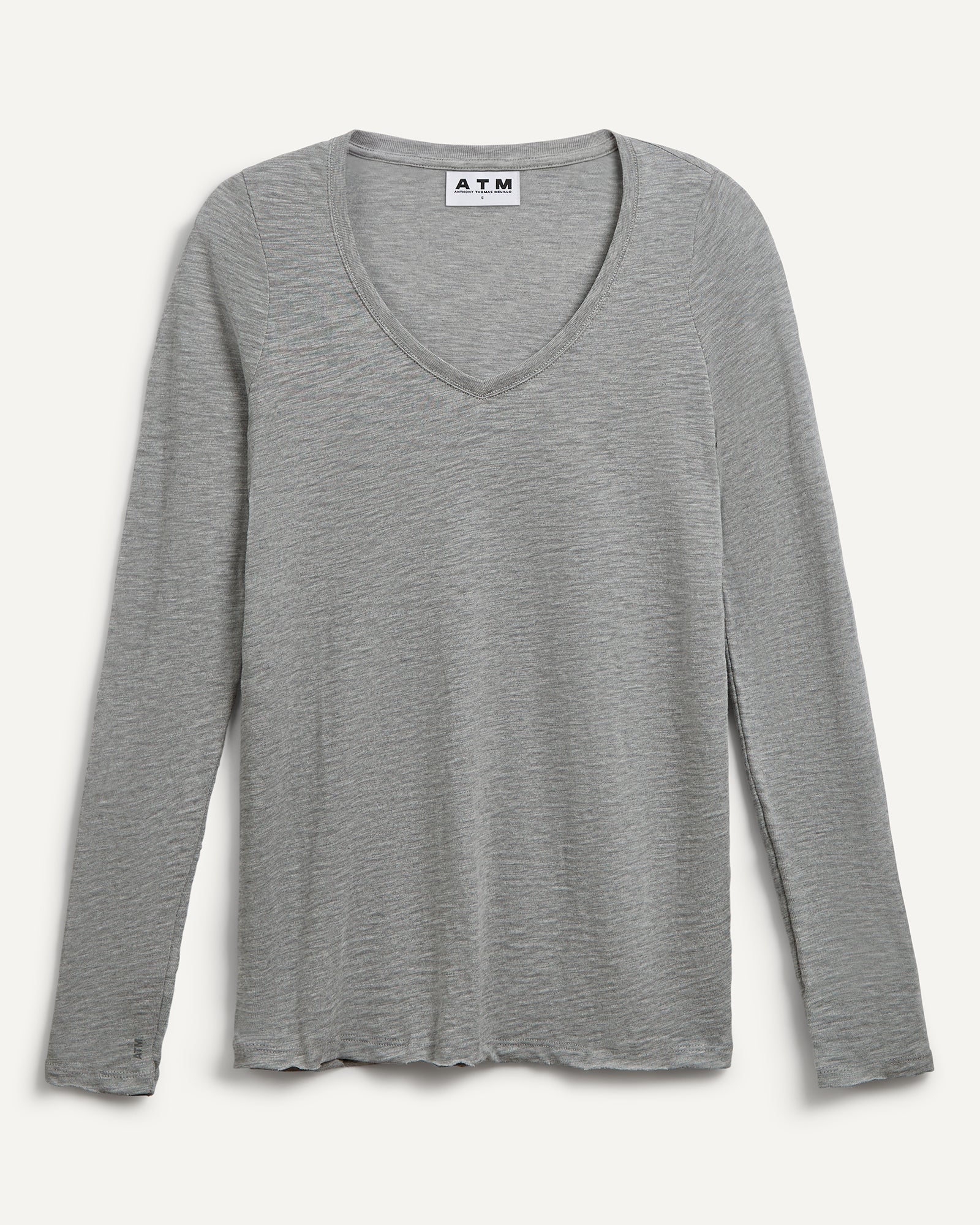 Slub Jersey Long Sleeve V-Neck Tee - Heather Grey