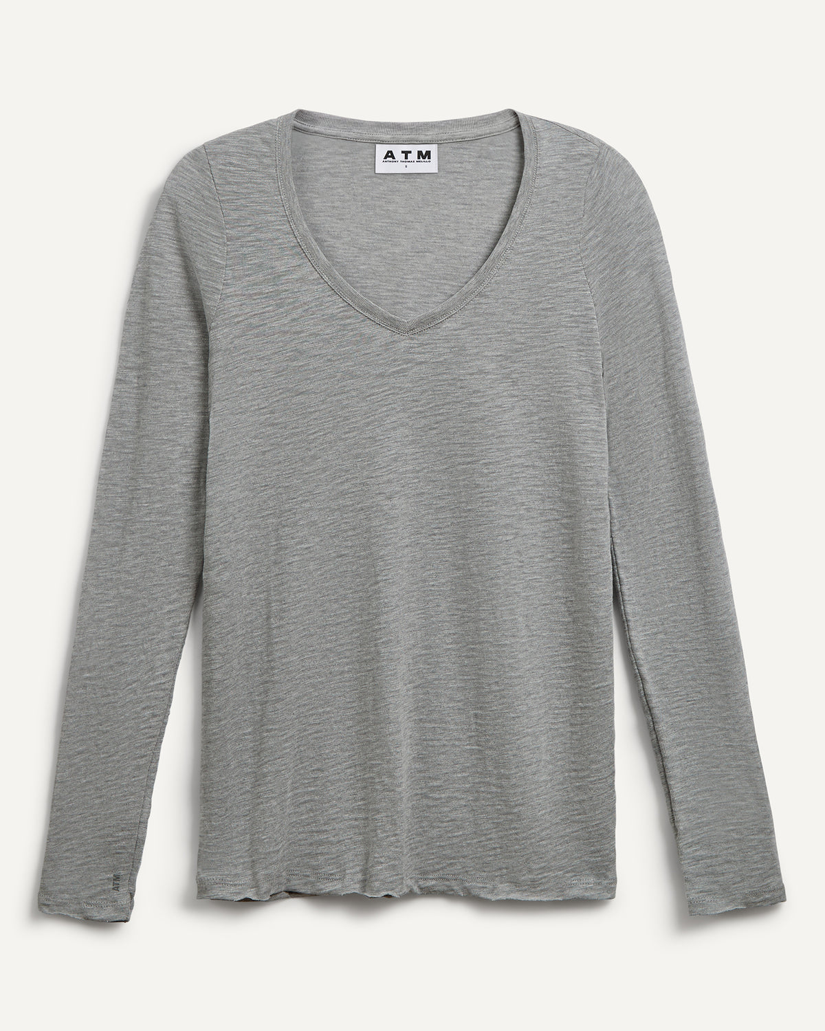 Slub Jersey Long Sleeve V-Neck Tee - Heather Grey
