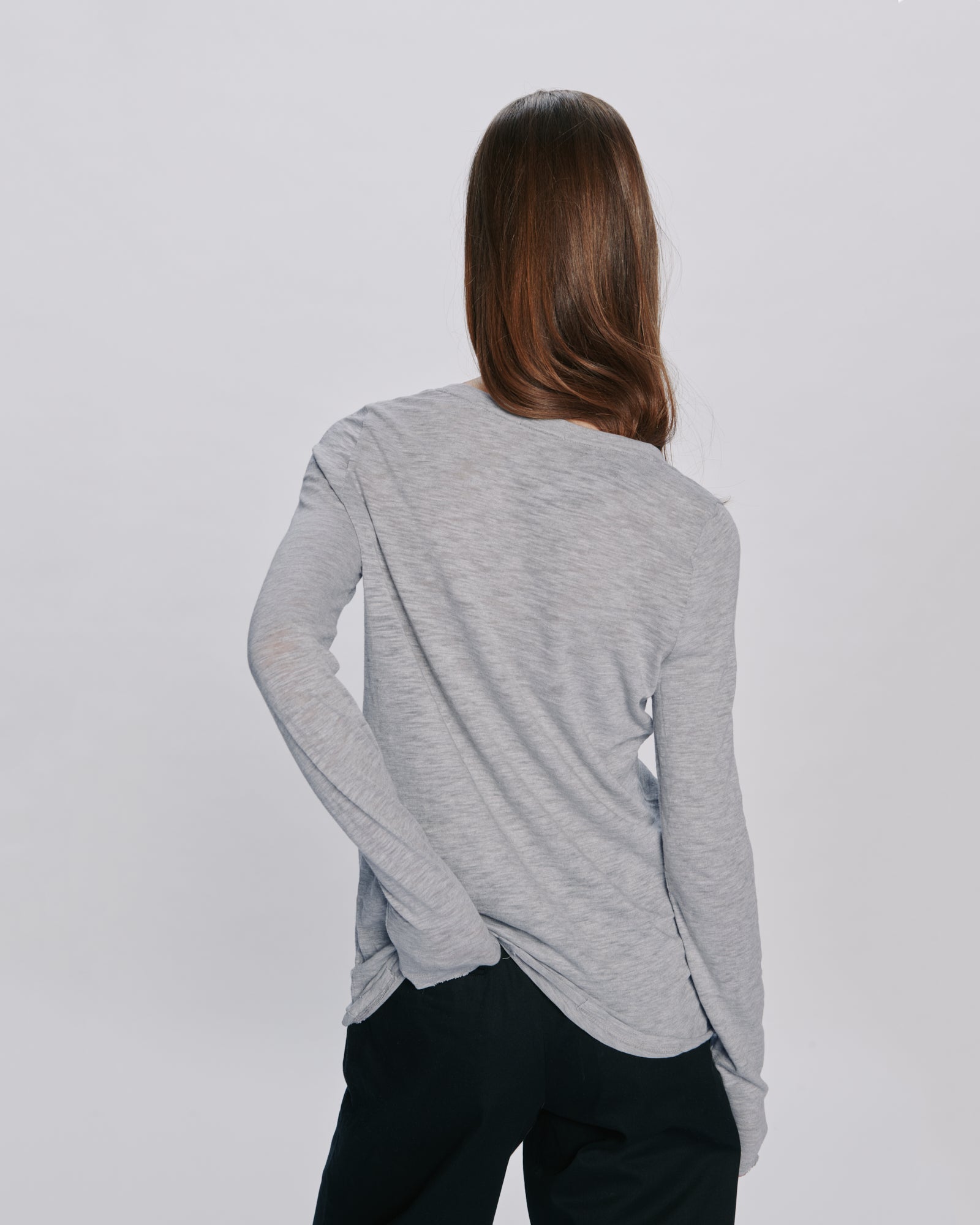 Slub Jersey Long Sleeve V-Neck Tee - Heather Grey