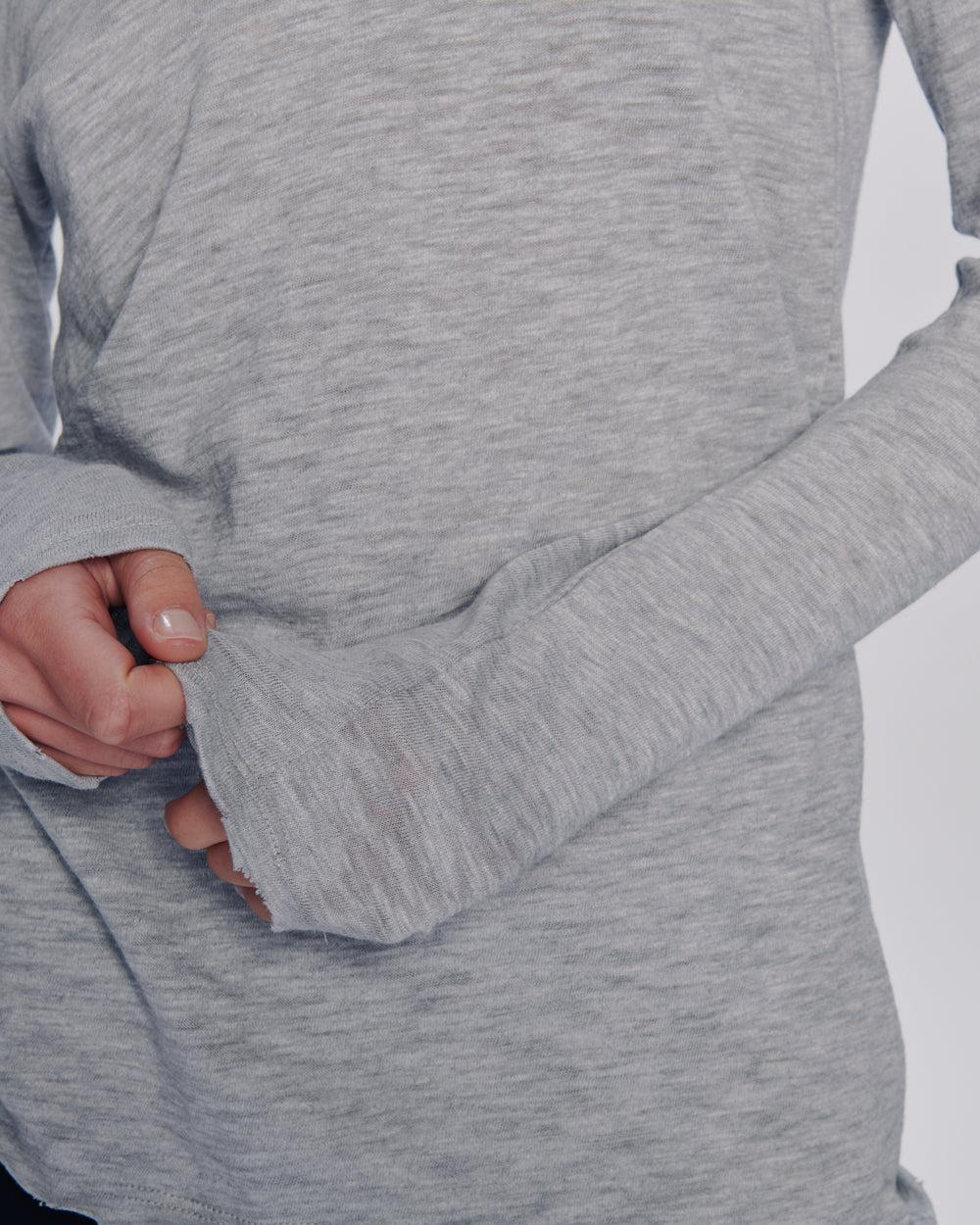 Slub Jersey Long Sleeve V-Neck Tee - Heather Grey
