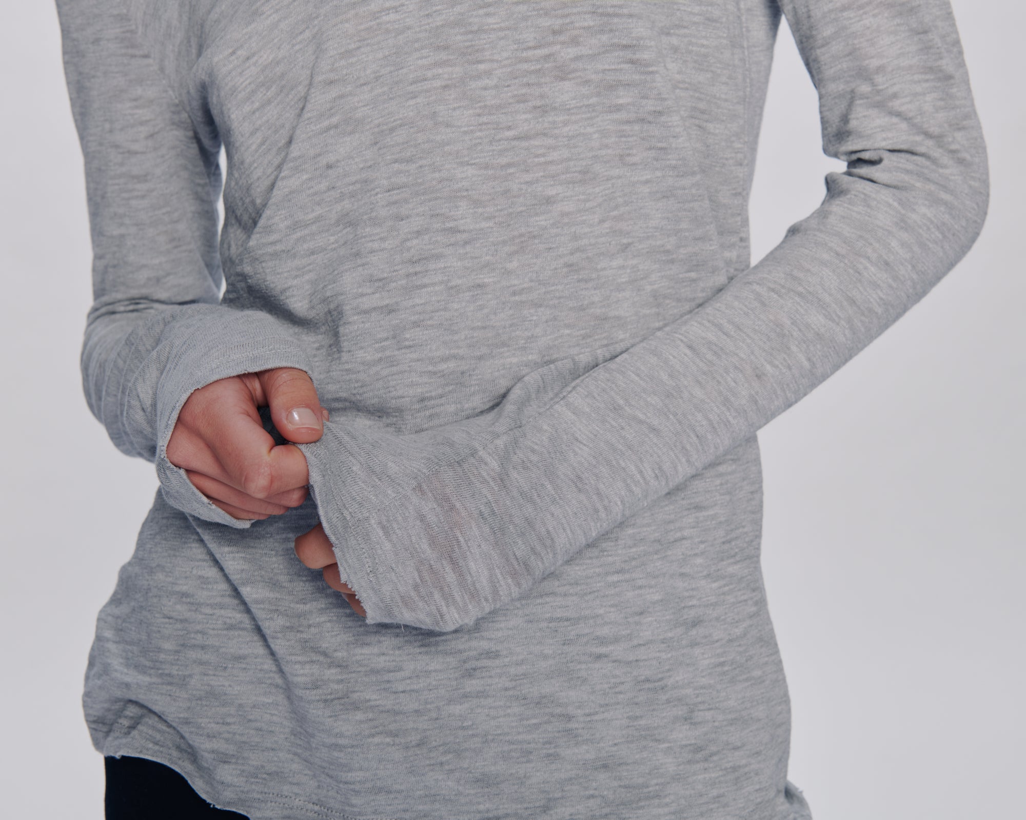 Slub Jersey Long Sleeve V-Neck Tee - Heather Grey