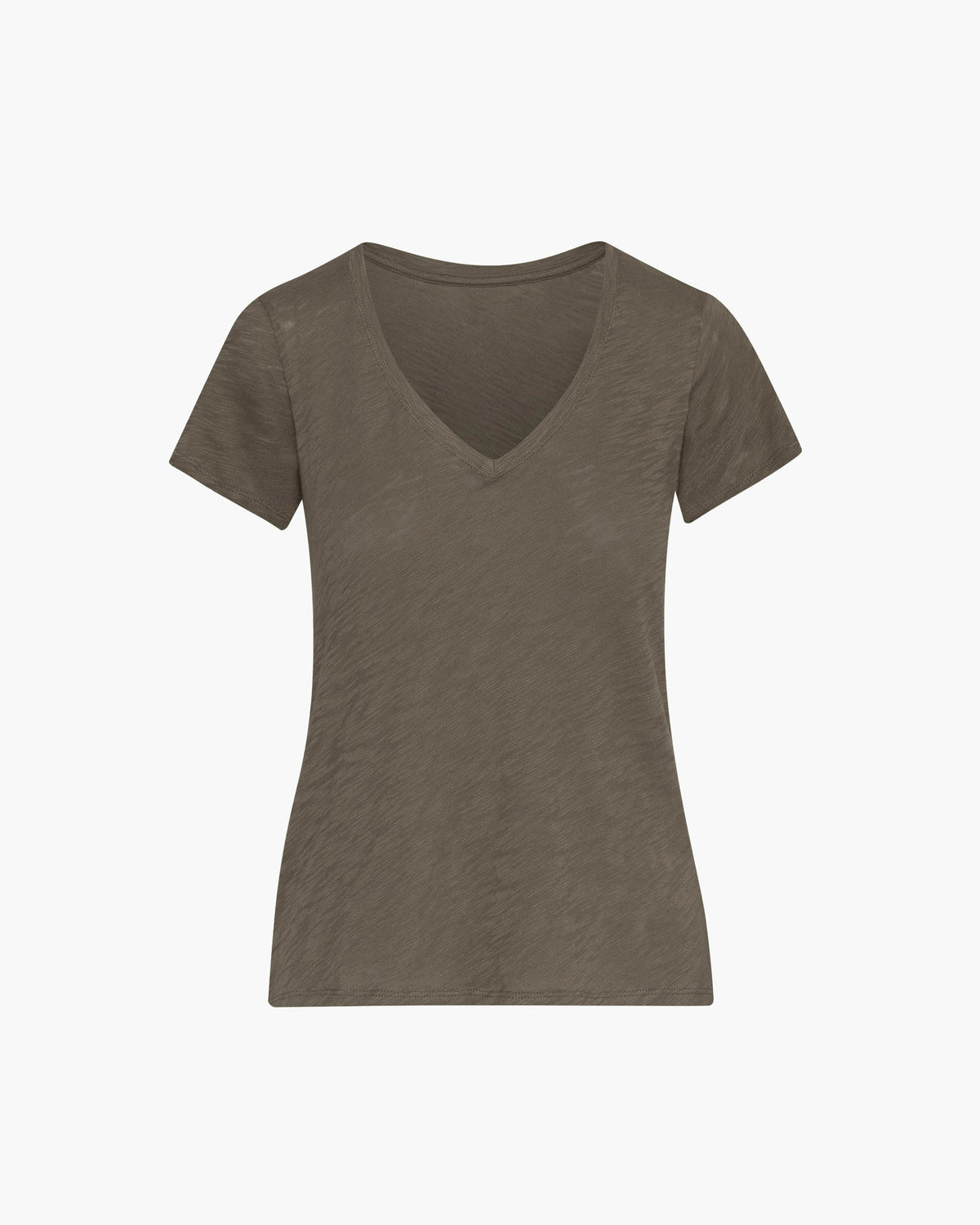 Slub Jersey Schoolboy V-Neck Tee - Army