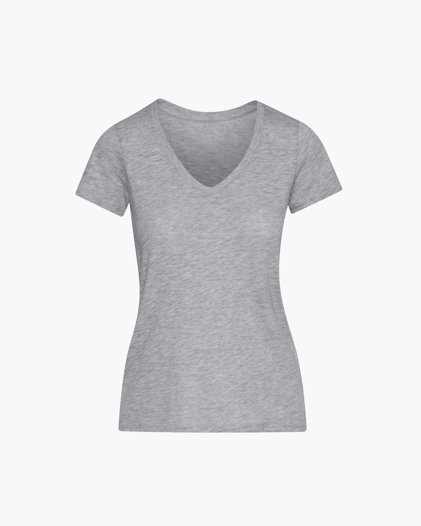 Slub Jersey Schoolboy V-Neck Tee - Heather Grey