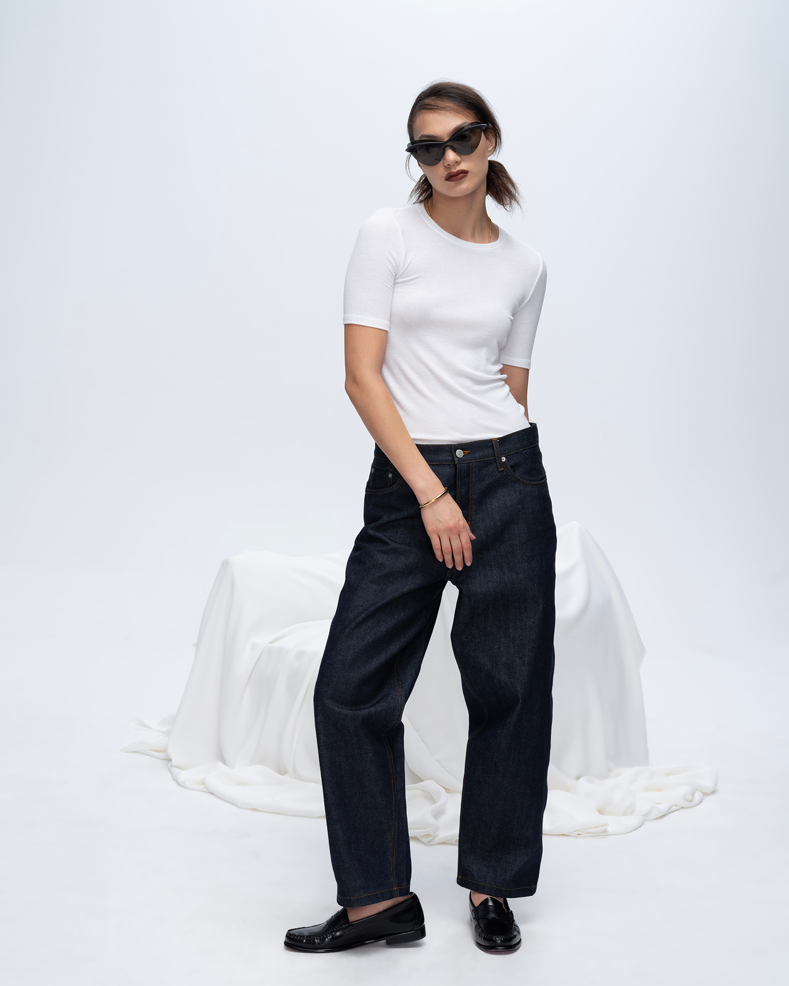 Modal Rib Short Sleeve Crew Neck Tee - White